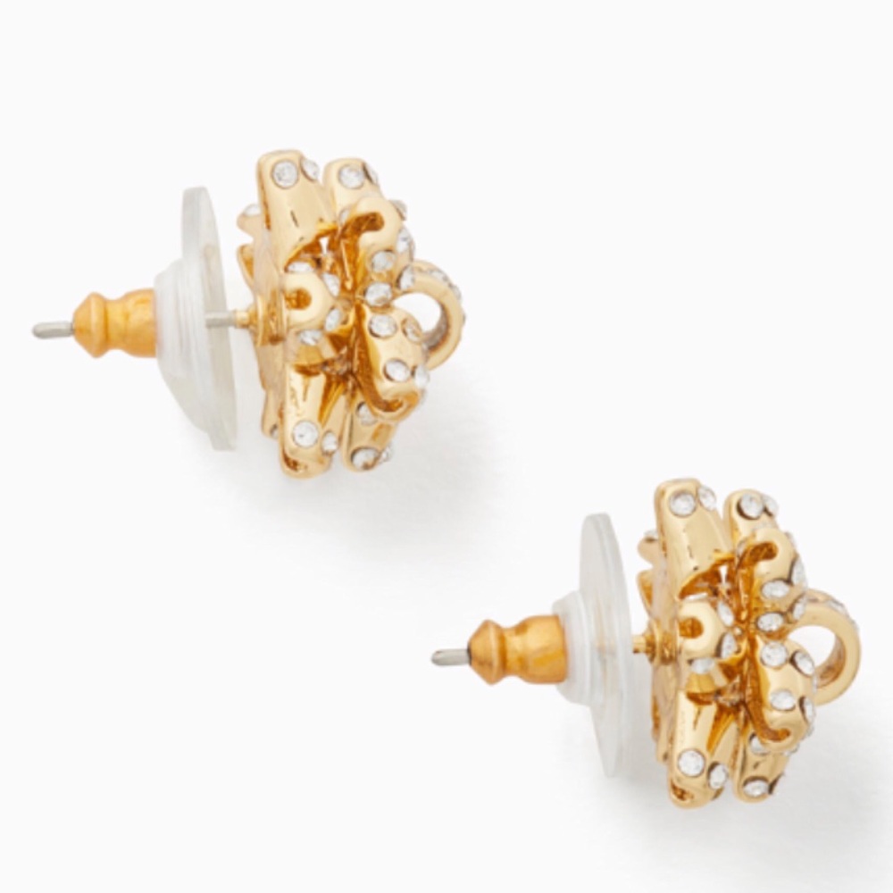Kate Spade • Pave Bourgeois Bow Earrings • Gold - Picture 3 of 5